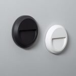 Balise murale LED ronde en saillie, blanche et noire, finition mate, ouverture basse pour éclairage d'accompagnement