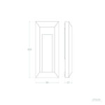 Balise LED rectangulaire murale en saillie, profil plat, dessin technique indiquant dimensions