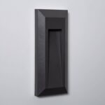 Balise LED extérieure rectangulaire noire en saillie, ouverture d'éclairage centrale, finition mate