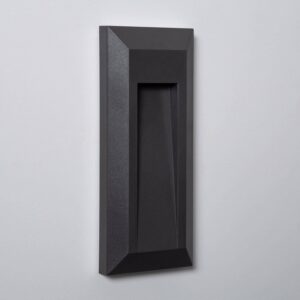 Balise LED extérieure rectangulaire noire en saillie, ouverture d'éclairage centrale, finition mate