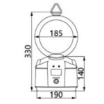 Balise LED de secours clignotante, anneau circulaire 185mm, base rectangulaire avec crochet de suspension