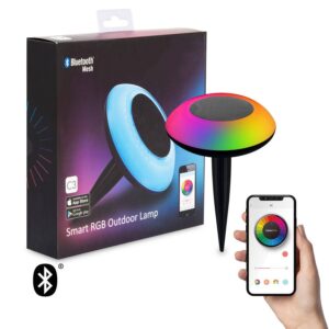 Balise LED Solaire Extérieure RGBW avec Piquet pour Smartphone Contrôle Bluetooth