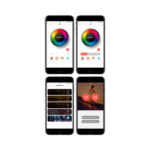 Balise LED solaire contrôlée par application smartphone montrant roue de couleurs et minuteur