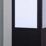 Balise sur pied rectangulaire noire avec panneau diffusant blanc pour éclairage extérieur