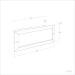 Balise murale encastrable rectangulaire pour ampoule E27, dessin technique avec cotes