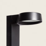 Balise extérieure en aluminium noir mat avec tête circulaire plate