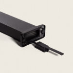 Balise murale extérieure noire en aluminium rectangulaire avec compartiment de connexion et diffuseur LED encastré