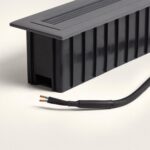 Balise murale encastrable anthracite boîtier rectangulaire avec câble d'alimentation et fils dénudés