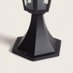 Balise muret extérieure en aluminium noir mat, socle hexagonal et corps conique