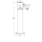 Balise sur pied cylindrique 50 cm, tête orientable 90°, base ronde 98 mm