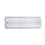 Balise de secours LED rectangulaire blanche en saillie, diffuseur transparent avec LEDs visibles