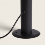 Balise de sol acier inoxydable noir mat, corps cylindrique avec câble et platine de fixation circulaire
