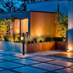 Balise sur pied extérieure noire 100 cm, forme cylindrique, éclairage pour allée