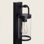 Balise sur pied noire en aluminium avec cylindre en verre et ampoule visible