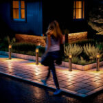 Balise sur pied aluminium 60 cm, lumière LED chaude, fixation au sol