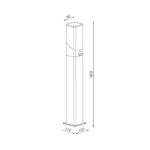 Balise sur pied aluminium 60 cm avec détecteur PIR visible, colonne verticale à sommet arrondi, base de fixation