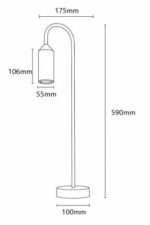 Balise sur pied en aluminium 60 cm avec bras courbé et abat-jour cylindrique