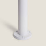 Balise sur pied blanche en aluminium, mât cylindrique avec platine ronde à 4 trous de fixation