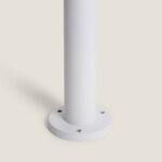 Balise sur pied blanche cylindrique avec base circulaire à 4 trous pour fixation au sol