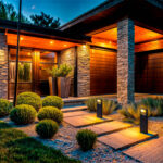 Balise sur pied extérieure noire en aluminium, forme rectangulaire, installation au sol