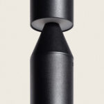 Balise sur pied extérieure noir mat en aluminium, forme cylindrique conique