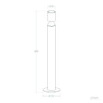 Balise sur pied extérieure aluminium 90 cm, corps cylindrique, tête et base circulaires