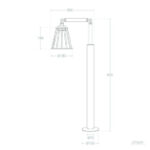 Balise sur pied extérieure LED 95 cm en aluminium, colonne cylindrique et tête conique