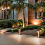 Balise sur pied en aluminium argenté, colonne mince pour éclairage d'allée extérieure, diffuseur rectangulaire