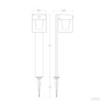 Balise sur pied solaire en aluminium, tête LED rectangulaire, piquet de fixation