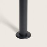 Balise sur pied solaire mât cylindrique métal noir mat base ronde avec trous de fixation