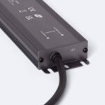 Bloc alimentation étanche 12V noir en boîtier aluminium extrudé avec câble et pattes de fixation