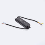 Alimentation étanche 12V boîtier noir compact avec câbles dénudés pour éclairage extérieur