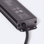 Bloc d'alimentation étanche 12V noir en aluminium, boîtier rainuré avec câble de sortie et ailettes de fixation