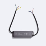 Bloc d'alimentation 12V DC gris, boîtier rectangulaire étanche, câbles d'entrée et sortie dénudés