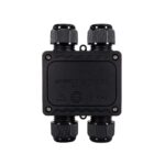 Boîte de dérivation étanche noire à 4 presse-étoupes, forme H, plastique