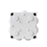Boîte de raccordement étanche blanche en plastique, carrée, multiples entrées circulaires et angles avec joints
