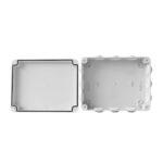 Boîte de raccordement rectangulaire blanche en plastique, couvercle et fond, montage en saillie