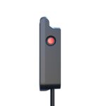 Borne de recharge gris foncé verticale avec bouton rond rouge et câble
