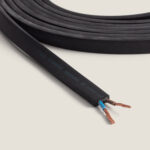 Câble plat électrique noir à deux conducteurs cuivre dénudés pour guirlandes extérieures