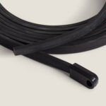 Câble électrique plat noir avec embout de fixation en plastique, pour guirlandes extérieures
