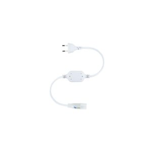 Câble rectificateur blanc avec prise 2 broches, boîtier inline et connecteur pour néon LED flexible