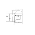 Capteur crépusculaire mural cylindrique à boîtier et fixation latérale, dessin technique avec côtes