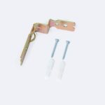 Support métallique zingué pour capteur crépusculaire avec deux vis et chevilles de fixation