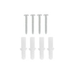 Vis et chevilles de fixation murale en acier et plastique blanc, lot de quatre