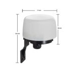 Capteur crépusculaire blanc en dôme plastique avec support mural noir pour éclairage extérieur