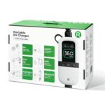 Chargeur portable pour véhicule électrique blanc et noir avec afficheur numérique et câble 6 m