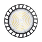 Cloche LED ronde noire avec diffuseur concentrique transparent, anneau de ventilation, pour suspension industrielle