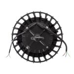 Luminaire LED UFO noir circulaire à ailettes, câbles d'alimentation visibles pour suspension