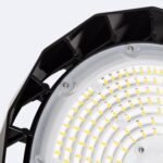 Cloche LED UFO noire avec anneau de LED circulaire et diffuseur transparent