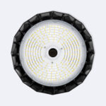 Cloche LED industrielle ronde noire et blanche, panneau LED circulaire avec dissipateur à ailettes